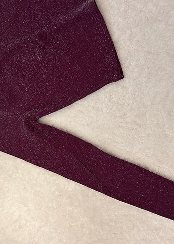 Bordo Simli Tek Kol Bluz - Görsel 2