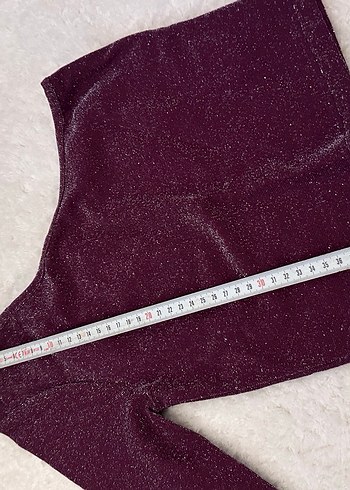 Bordo Simli Tek Kol Bluz - Görsel 5