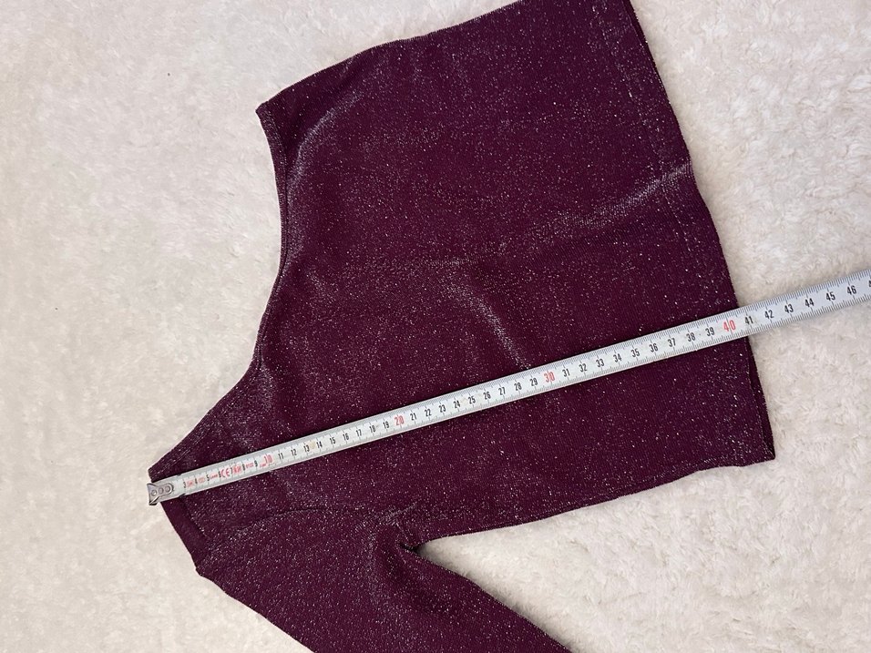 Bordo Simli Tek Kol Bluz - Görsel 5