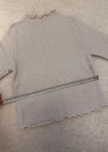 Bej Boğazlı Uzun Kollu Triko Kazak - Görsel 3