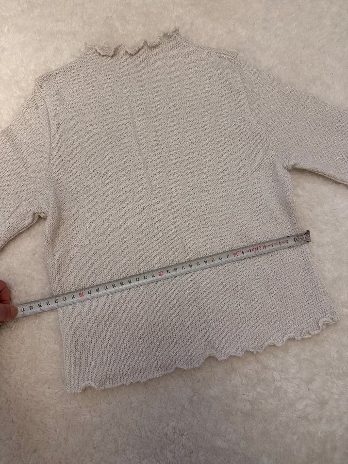 Bej Boğazlı Uzun Kollu Triko Kazak - Görsel 3