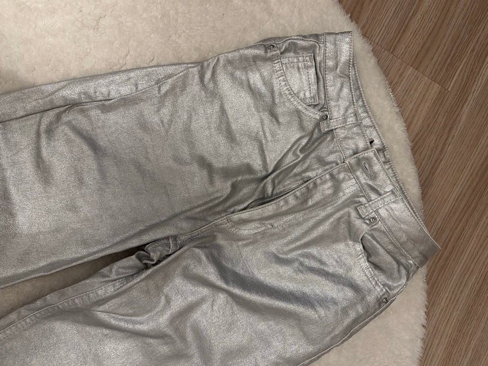 Metalik Düz Paça Pantolon - Görsel 2