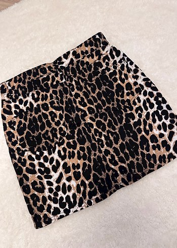 Leopar Desenli Mini Etek - Görsel 5