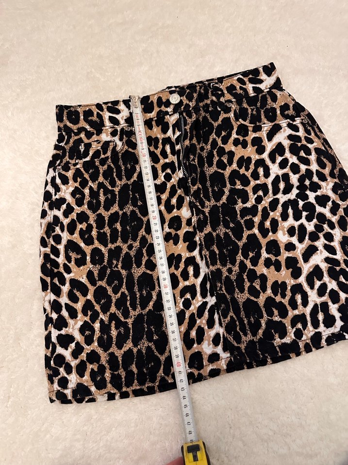 Leopar Desenli Mini Etek - Görsel 3