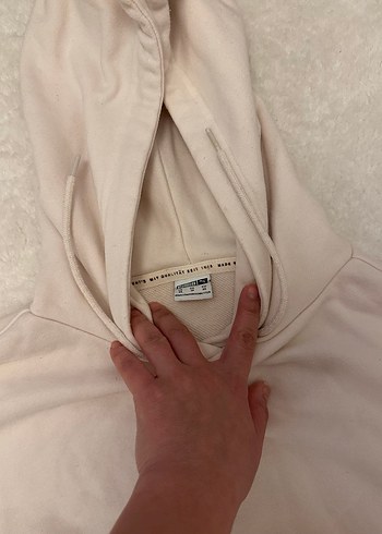 Bej Kadın Kapüşonlu Sweatshirt - Görsel 2