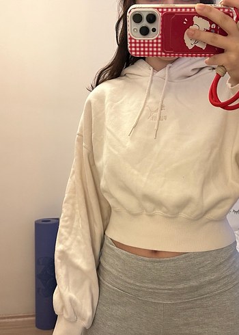 Bej Kadın Kapüşonlu Sweatshirt - Görsel 6