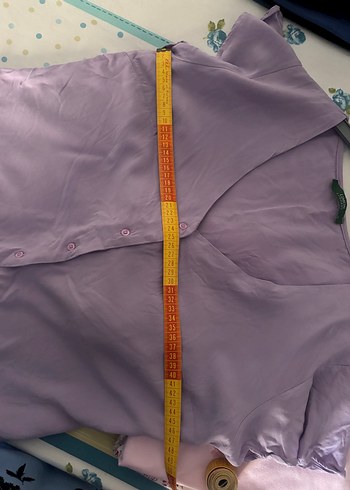 40 Beden mor Renk Düğmeli V Yakalı Lila Bağlama Detaylı Bluz