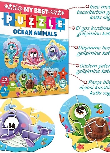 Beden Renk My Best Puzzle Ocean Animals Okyanus Hayvanları Yapboz