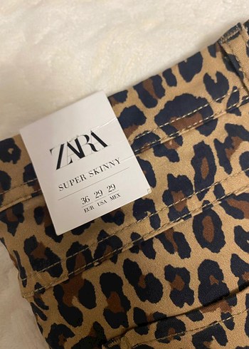 Zara Kahverengi Leopar Desenli Kadın Kumaş Pantolon