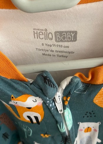 5 Yaş Beden Hello baby Çocuk Fermuarlı Uzun Kollu uyku tulumu