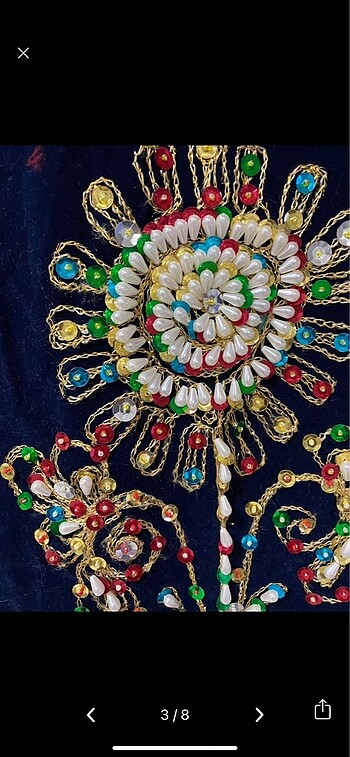 m Beden Kadife işlemeli kaftan