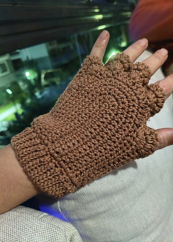 Patili Örgü Parmaksız Kadın Eldiveni - Görsel 2