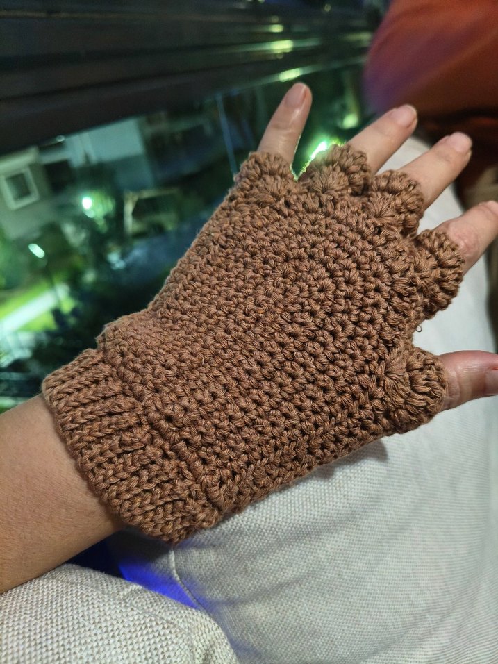 Patili Örgü Parmaksız Kadın Eldiveni - Görsel 2