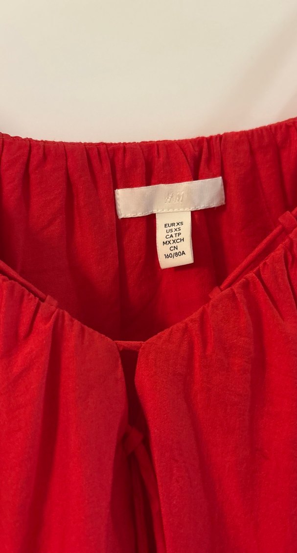 Kırmızı Midi Salaş Keten Elbise - Görsel 2