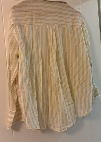 Bej Pilili Keten Kadın Gömlek - Görsel 3