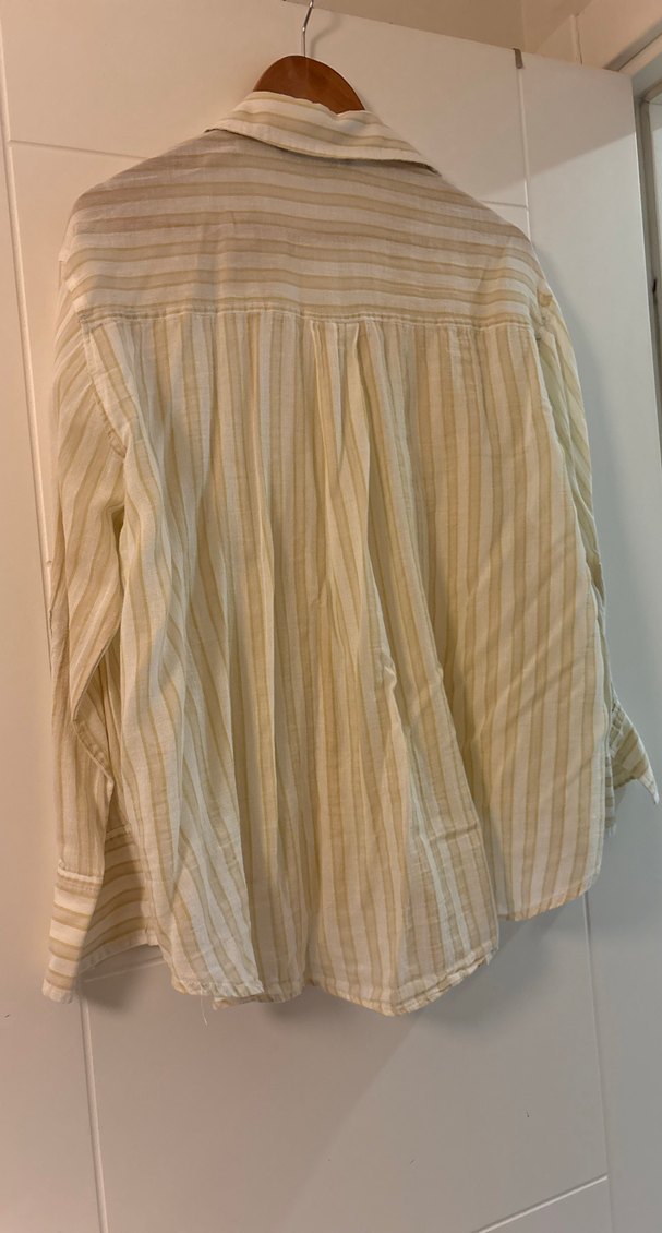 Bej Pilili Keten Kadın Gömlek - Görsel 3