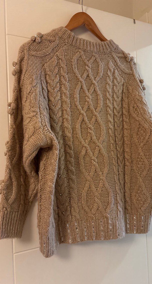 Nakışlı Bej Kadın yün karisimli Kazak - Görsel 2