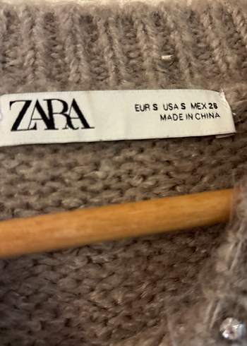 Taş Detaylı Bej Triko Kadın Kazak - Görsel 3