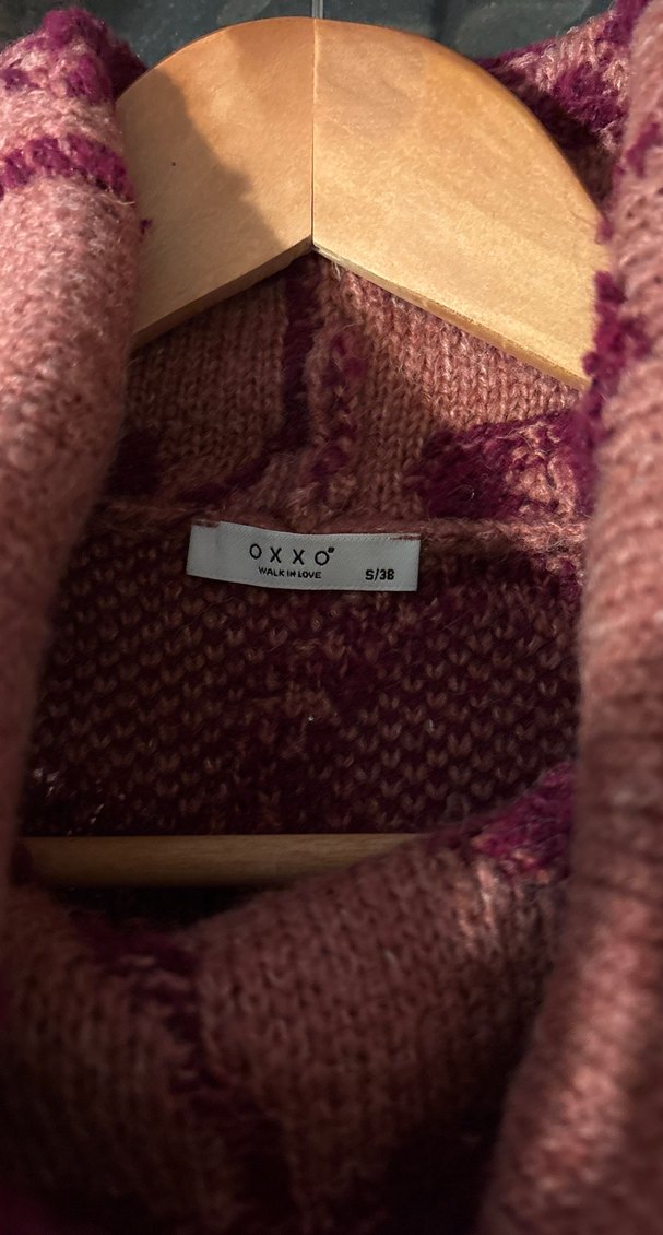 Bohem Çiçek Desenli Bordo Triko Kadın Kazak - Görsel 2