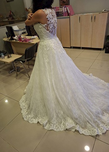 V Yaka Bej A Kesim Gelinlik - Görsel 7