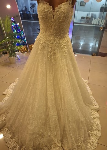 V Yaka Bej A Kesim Gelinlik - Görsel 2