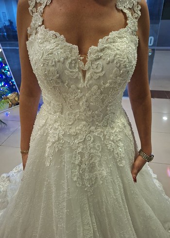 V Yaka Bej A Kesim Gelinlik - Görsel 5