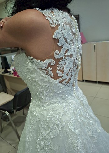 V Yaka Bej A Kesim Gelinlik - Görsel 6