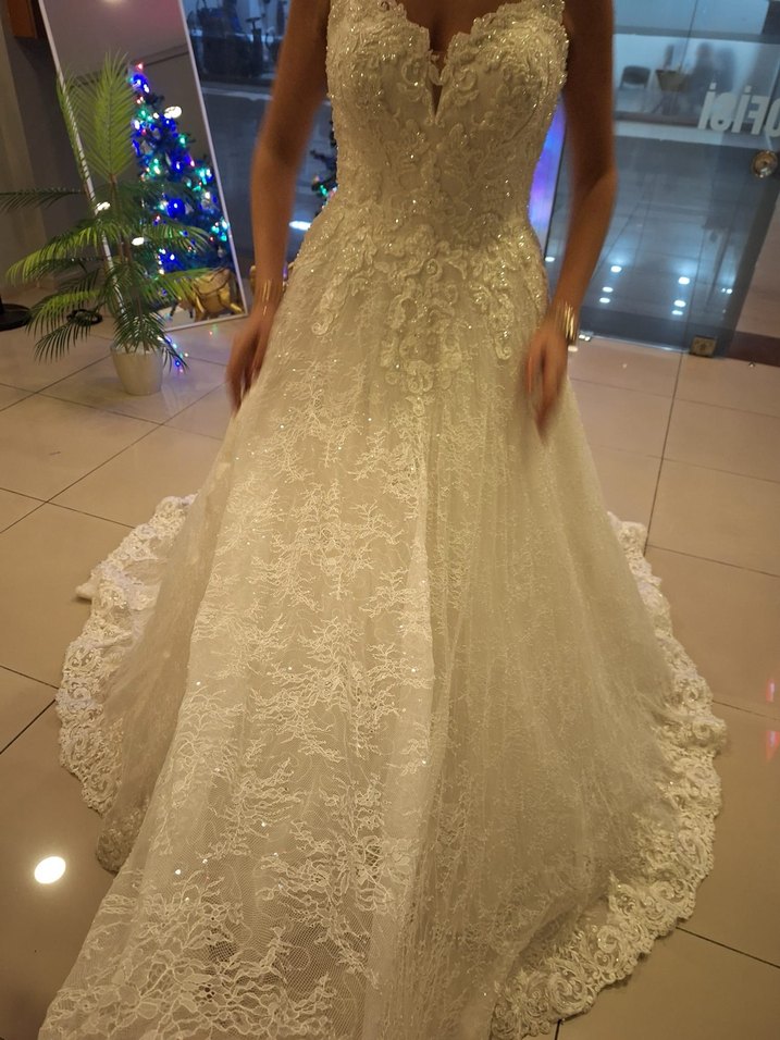 V Yaka Bej A Kesim Gelinlik - Görsel 4