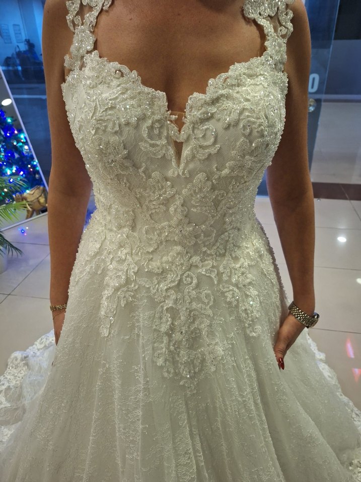 V Yaka Bej A Kesim Gelinlik - Görsel 5