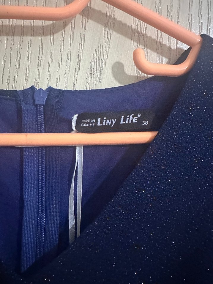 Lacivert Drapeli V Yakalı Uzun Abiye Elbise - Görsel 2