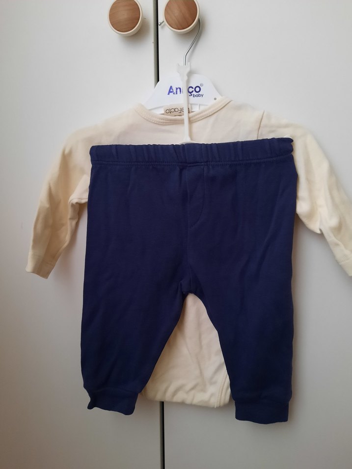 Mavi Yelekli Pamuklu Bebek Erkek Takımı - Görsel 2