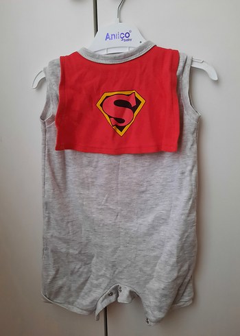 Gri Pamuklu Erkek Bebek Askılı Tulum - Görsel 2