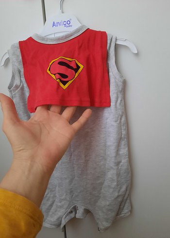 Gri Pamuklu Erkek Bebek Askılı Tulum - Görsel 4