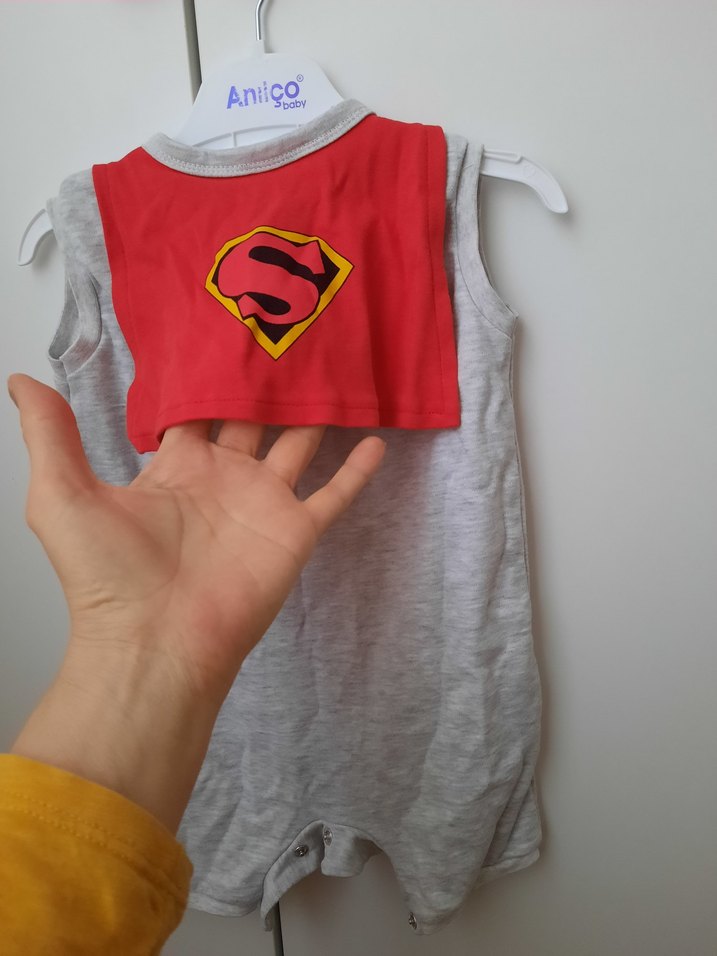 Gri Pamuklu Erkek Bebek Askılı Tulum - Görsel 4