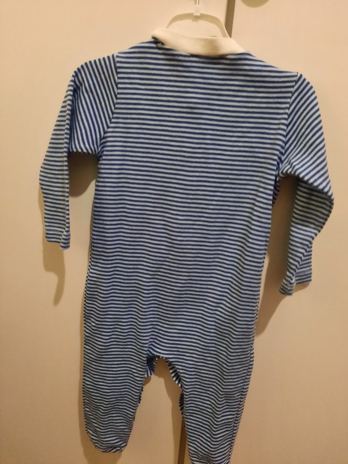 Mavi Çizgili Bebek Tulum - Uzun Kollu - Görsel 2