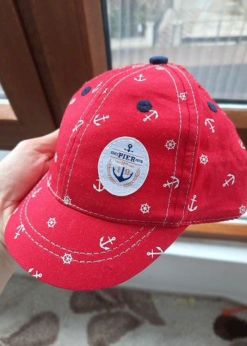 Düğmeli Kırmızı Baskılı Erkek Şapka - Görsel 2