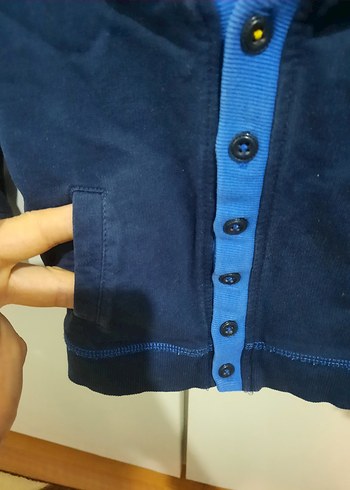 Düğmeli Lacivert Erkek Çocuk Hırka - Görsel 3