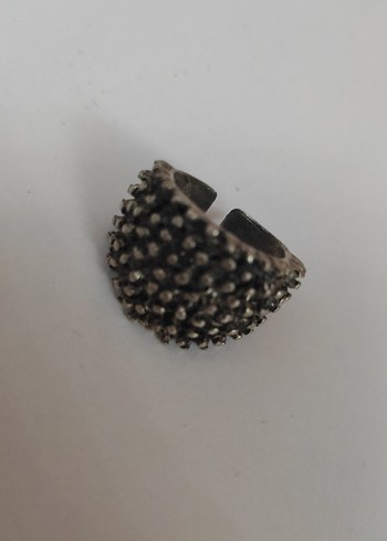 Boncuklu Rock Punk Gri Yüzük - Görsel 3