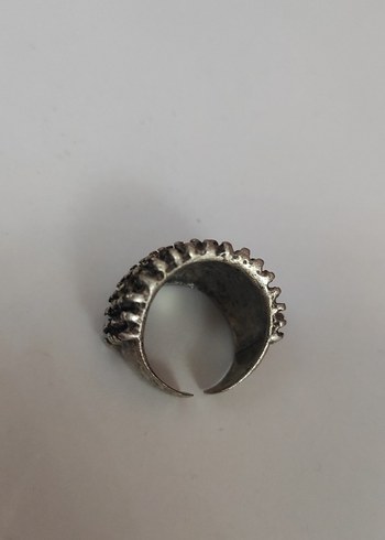 Boncuklu Rock Punk Gri Yüzük - Görsel 2