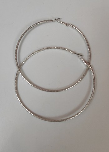 Bej Elastik Kadın Halka Küpe - Görsel 5