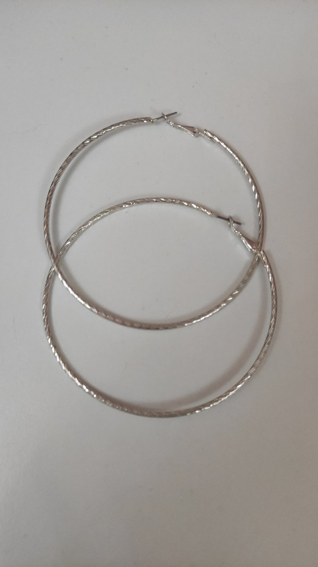 Bej Elastik Kadın Halka Küpe - Görsel 5