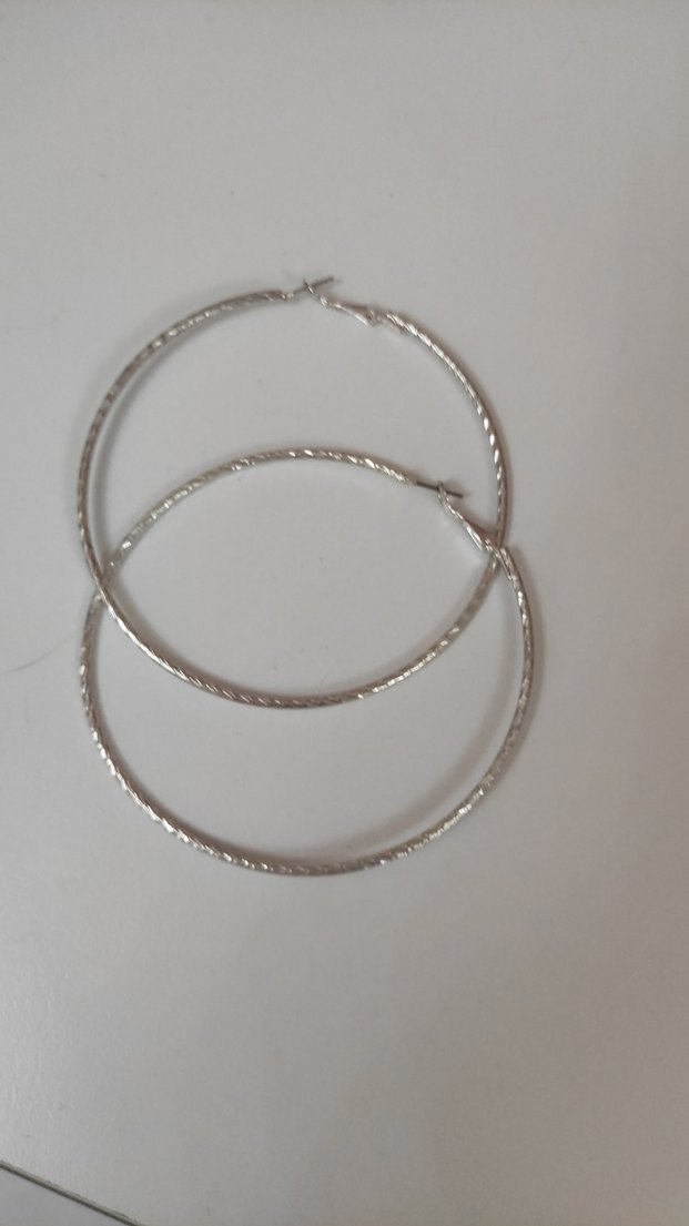 Bej Elastik Kadın Halka Küpe - Görsel 2