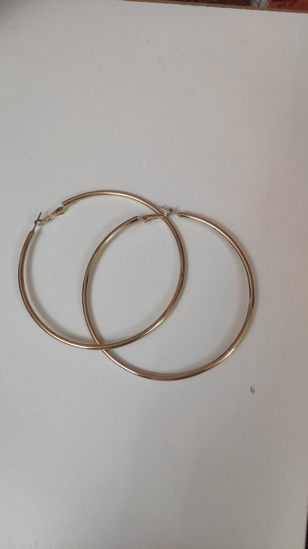 Parlak Altın Midi Halka Küpeler - Görsel 5