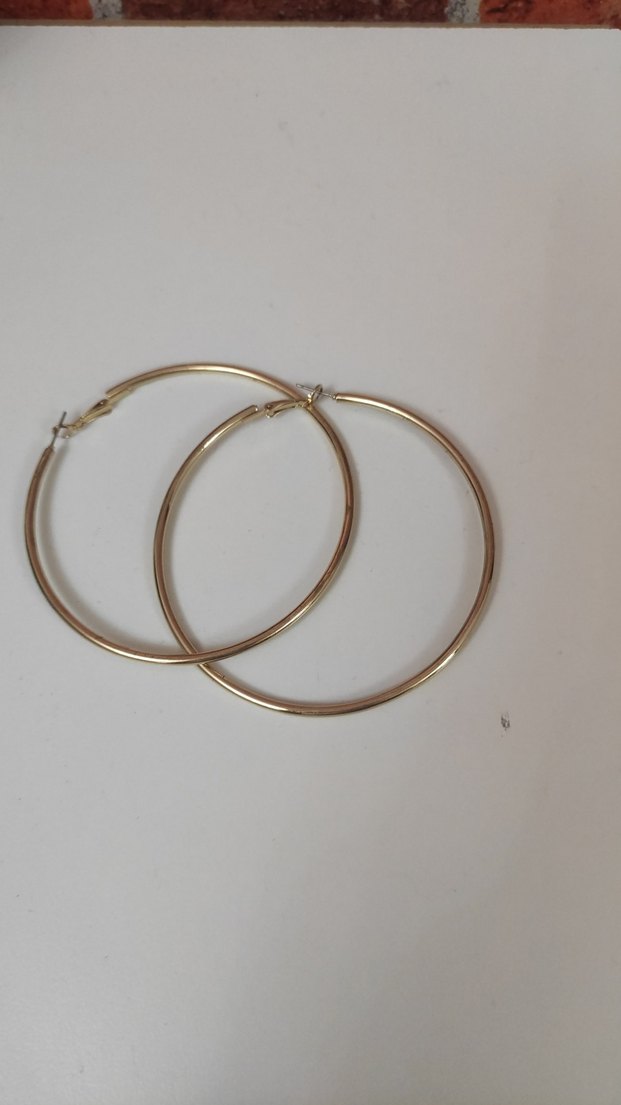 Parlak Altın Midi Halka Küpeler - Görsel 2