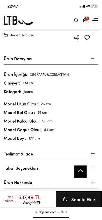 LTB Little big jean ltb dores model yüksel bek siyah kalın kot panto