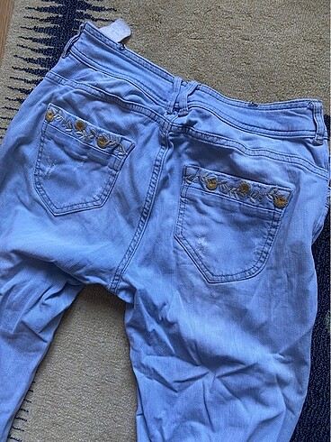 xs Beden Vintage düşük bel dizleri yırtık old pantolon jean eskitme