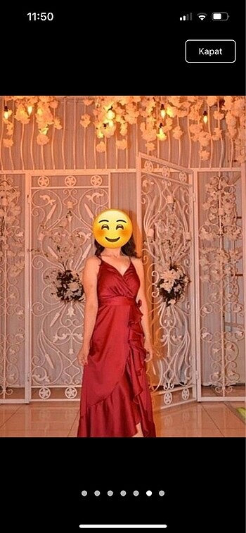 Bordo Gece Elbisesi - Görsel 5