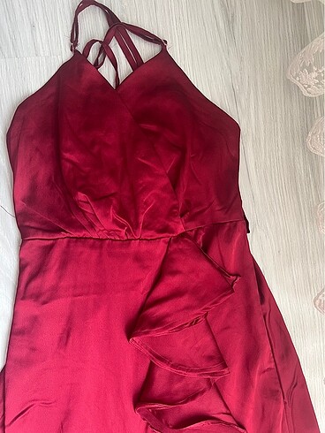 Bordo Gece Elbisesi - Görsel 7