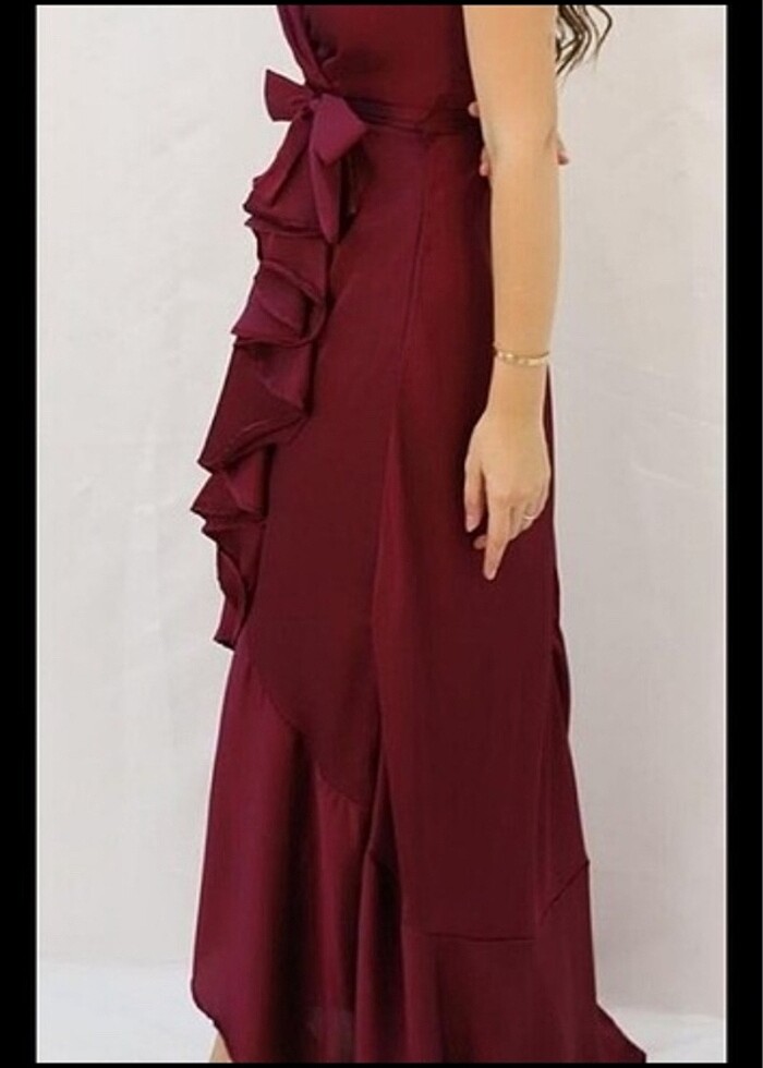 Bordo Gece Elbisesi - Görsel 2