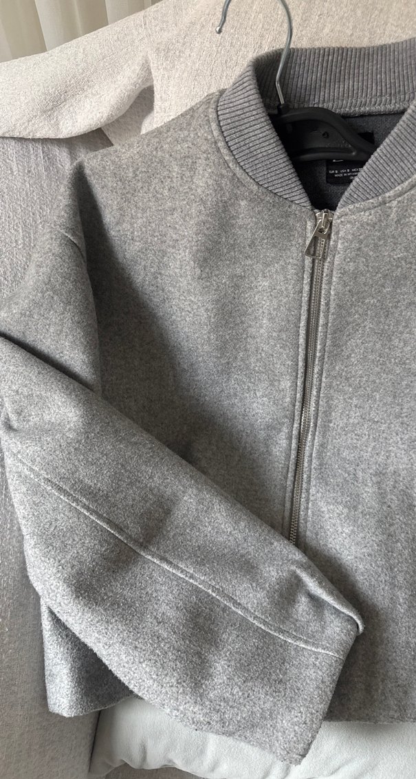 Gri Fermuarlı Kadın Rahat Ceket Zara - Görsel 3